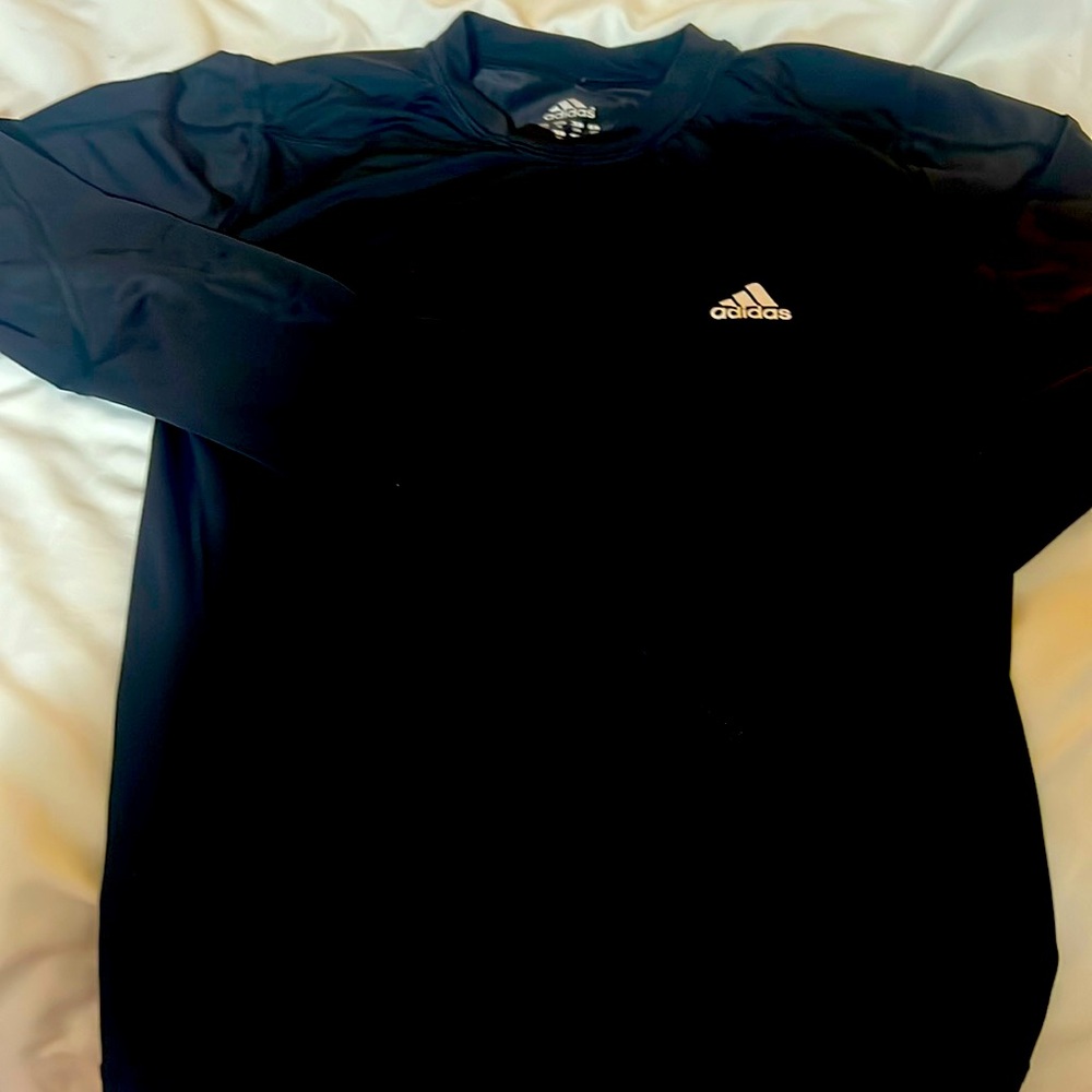 Adidas climalite long sleeve black performance shirt boys medium 11/12 years